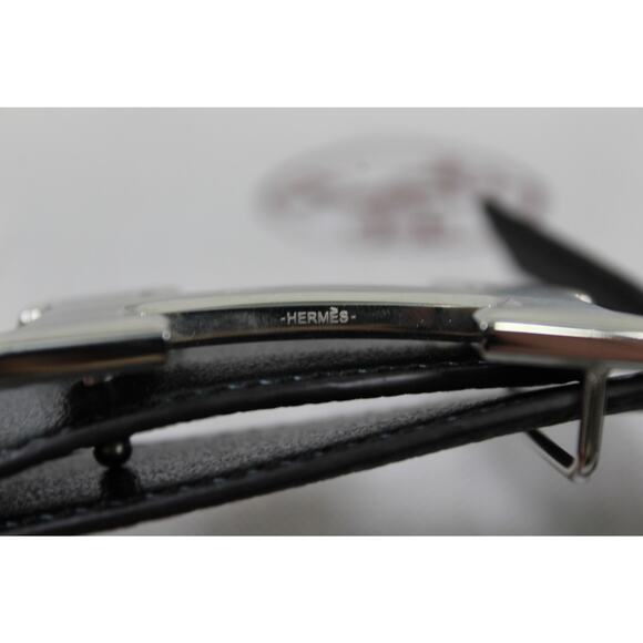 Hermes Constance H Buckle Belt Black Leather Size 85 Palladium - Picture 2 of 9